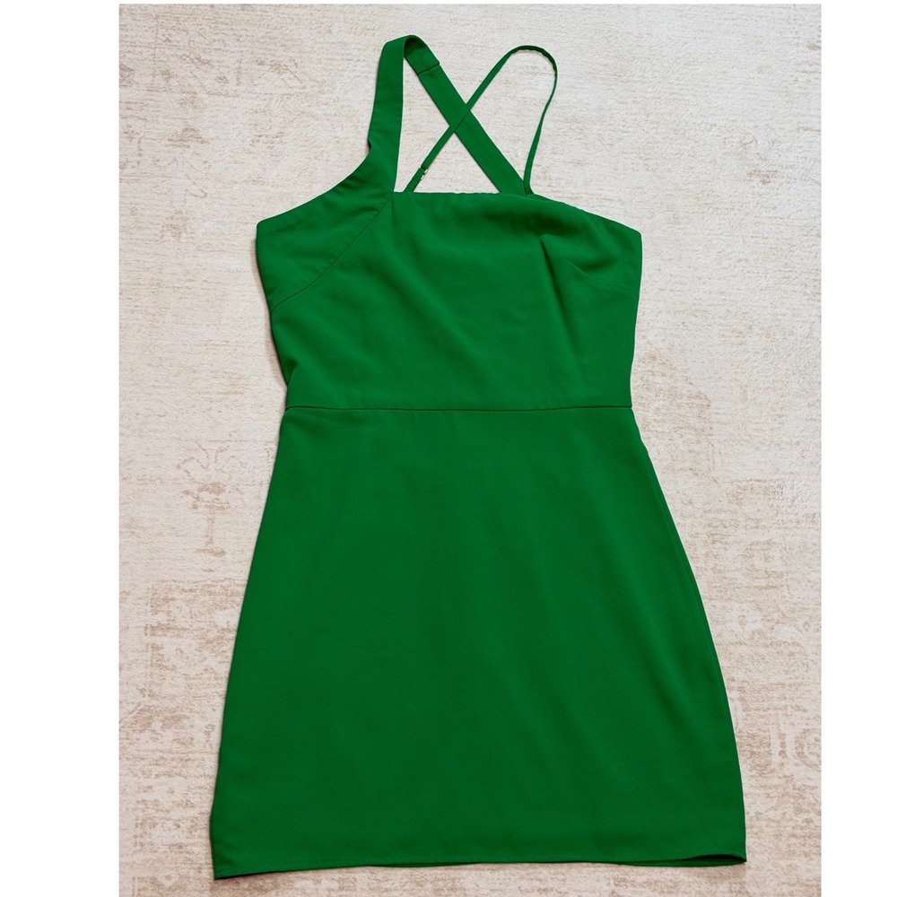 Revolve Lovers and Friends Green Asymmetrical Cross Back Mini Dress XS